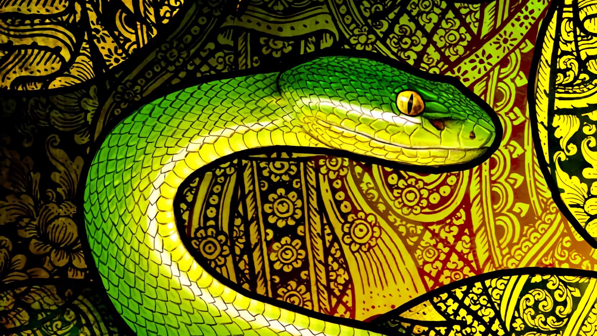 Download wallpaper 1920x1080 snake, reptile, pattern, art full hd, hdtv,  fhd, 1080p hd background