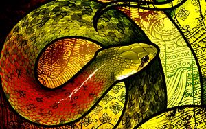 Preview wallpaper snake, scales, art, patterns