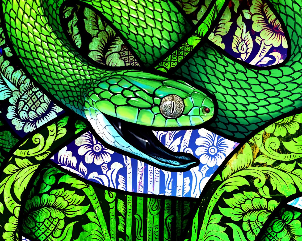 Download wallpaper 1280x1024 snake, scales, pattern, ornament, art standard  5:4 hd background