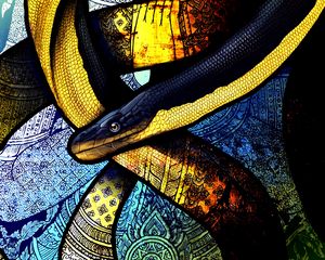 Preview wallpaper snake, winding, patterns, art