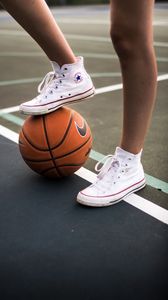Preview wallpaper sneakers, basketball, legs