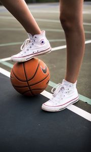 Preview wallpaper sneakers, basketball, legs