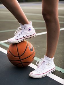 Preview wallpaper sneakers, basketball, legs