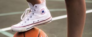 Preview wallpaper sneakers, basketball, legs