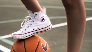 Preview wallpaper sneakers, basketball, legs