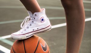 Preview wallpaper sneakers, basketball, legs