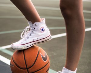 Preview wallpaper sneakers, basketball, legs