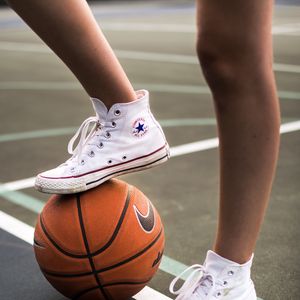 Preview wallpaper sneakers, basketball, legs