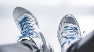 Preview wallpaper sneakers, feet, shoes, white, minimalism