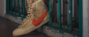 Preview wallpaper sneakers, fence, shoes