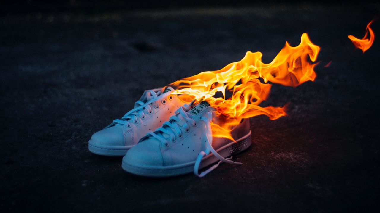 Wallpaper sneakers, fire, flame