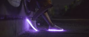 Preview wallpaper sneakers, glow, legs, purple