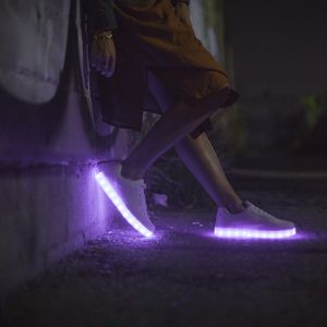 Preview wallpaper sneakers, glow, legs, purple