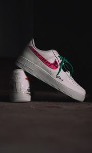 Preview wallpaper sneakers, inscription, dark