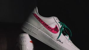 Preview wallpaper sneakers, inscription, dark