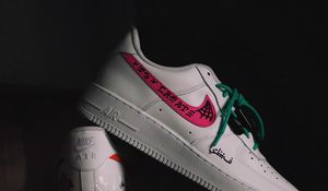 Preview wallpaper sneakers, inscription, dark