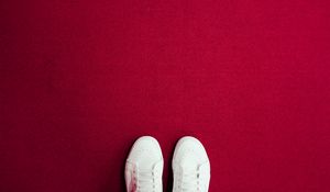 Preview wallpaper sneakers, legs, carpet, red