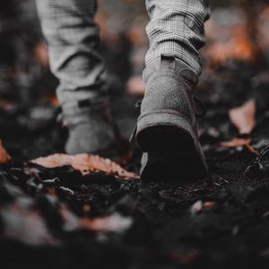 Preview wallpaper sneakers, legs, leaves