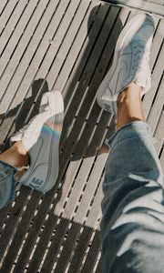 Preview wallpaper sneakers, legs, rainbow, shoes, white