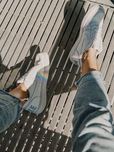 Preview wallpaper sneakers, legs, rainbow, shoes, white