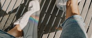 Preview wallpaper sneakers, legs, rainbow, shoes, white