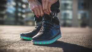 Preview wallpaper sneakers, legs, shoes, backlight