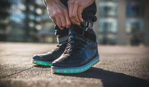 Preview wallpaper sneakers, legs, shoes, backlight