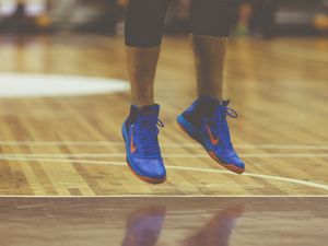 Preview wallpaper sneakers, legs, sport, jump