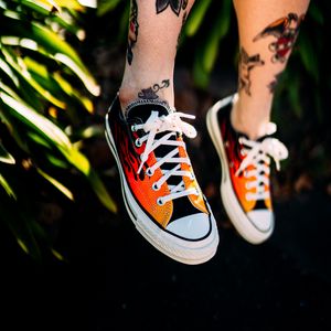 Preview wallpaper sneakers, legs, tattoo
