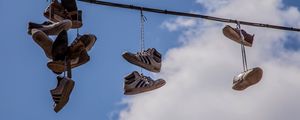 Preview wallpaper sneakers, shoes, sky, clouds