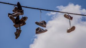 Preview wallpaper sneakers, shoes, sky, clouds