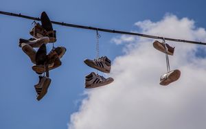 Preview wallpaper sneakers, shoes, sky, clouds