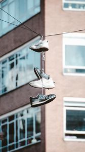 Preview wallpaper sneakers, shoes, street, building