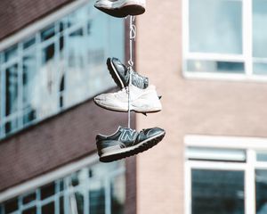 Preview wallpaper sneakers, shoes, street, building