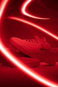 Preview wallpaper sneakers, shoes, stripes, glow, red