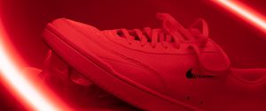 Preview wallpaper sneakers, shoes, stripes, glow, red