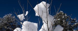 Preview wallpaper snow, branches, winter, trees, sky, nature