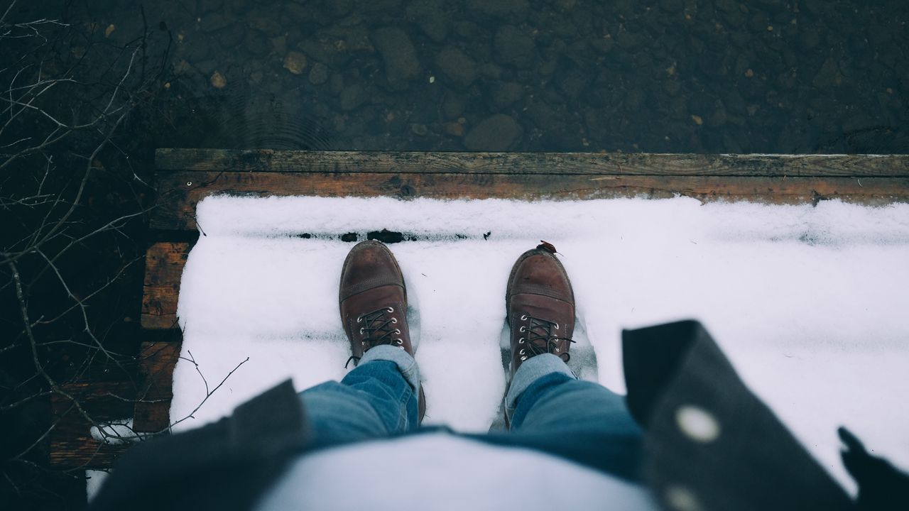 Wallpaper snow, feet, shoes, winter