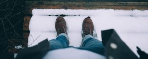 Preview wallpaper snow, feet, shoes, winter