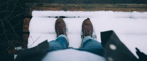 Preview wallpaper snow, feet, shoes, winter