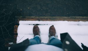 Preview wallpaper snow, feet, shoes, winter