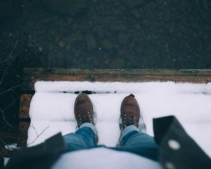 Preview wallpaper snow, feet, shoes, winter