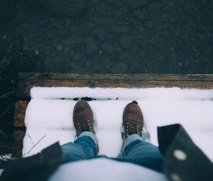 Preview wallpaper snow, feet, shoes, winter