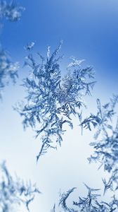 Preview wallpaper snow, frost, pattern, glass, macro, blue