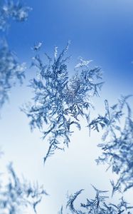 Preview wallpaper snow, frost, pattern, glass, macro, blue