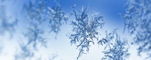 Preview wallpaper snow, frost, pattern, glass, macro, blue