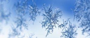 Preview wallpaper snow, frost, pattern, glass, macro, blue