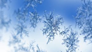 Preview wallpaper snow, frost, pattern, glass, macro, blue