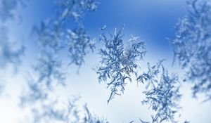 Preview wallpaper snow, frost, pattern, glass, macro, blue