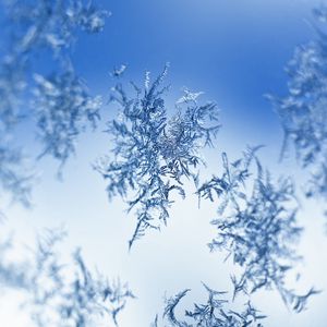 Preview wallpaper snow, frost, pattern, glass, macro, blue